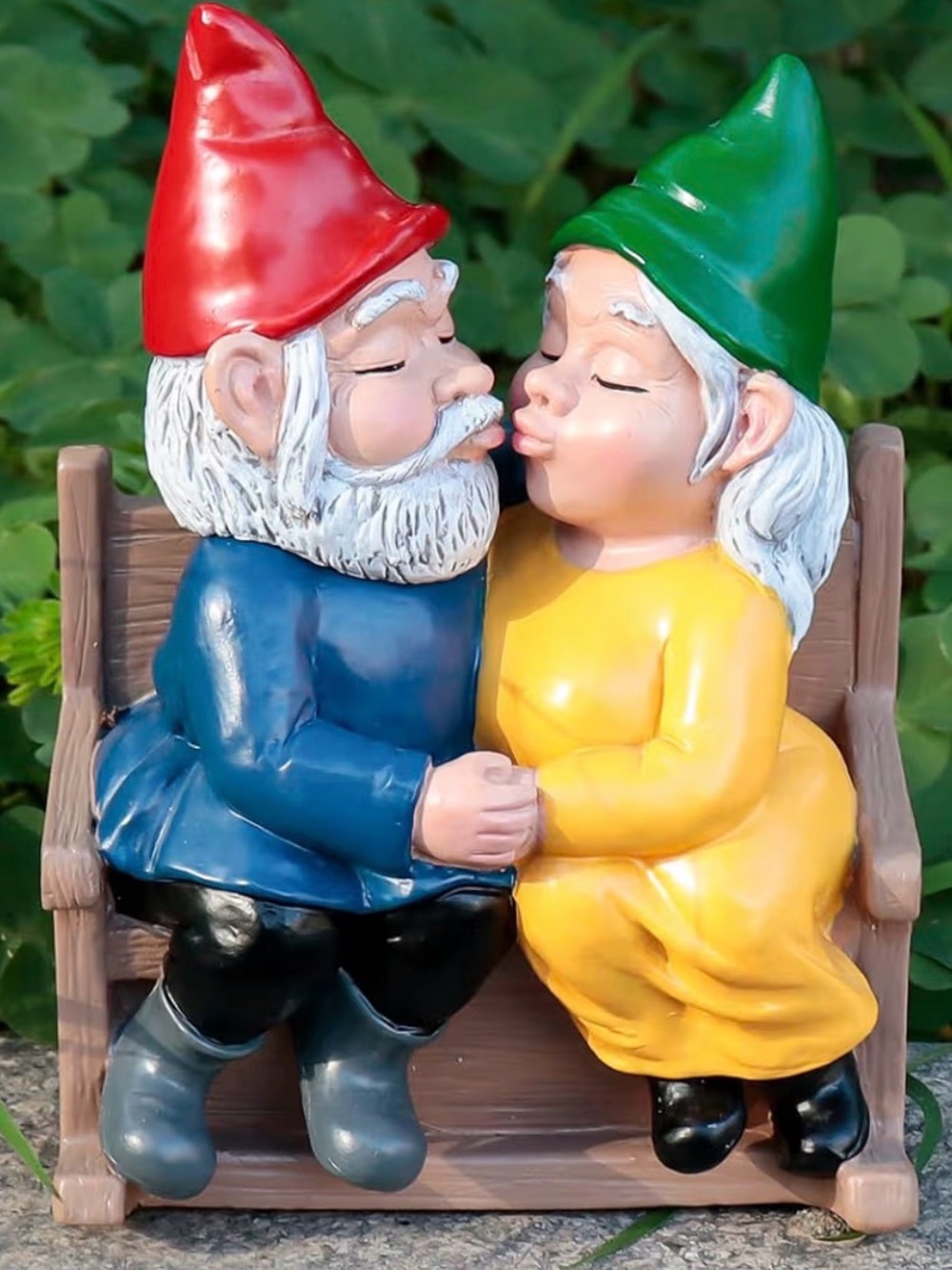 Whimsical Gnome Couple Garden Decor Sculpture - - NEW